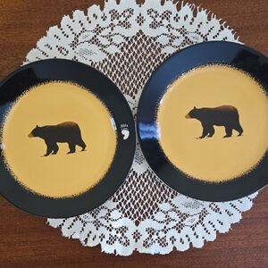 Rustic Bear Salad Plates in Yellow and Black